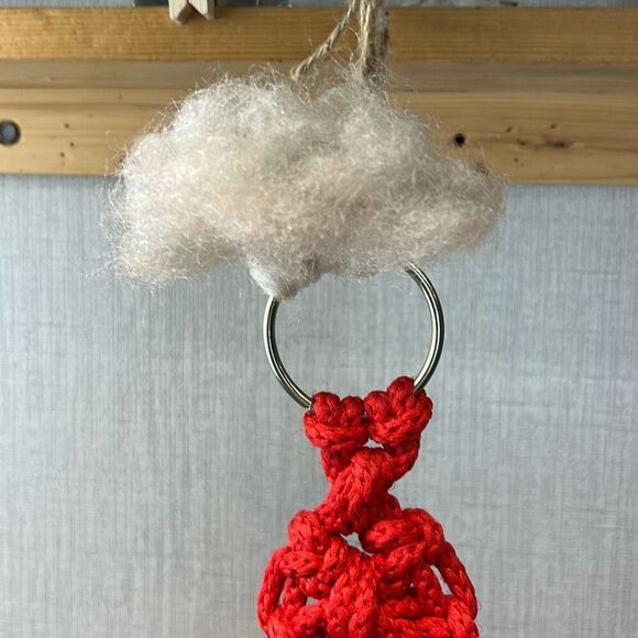 Vtg Macrame Santa Claus Christmas Holiday Decor Wall Hanging Handmade - Picture 5 of 7